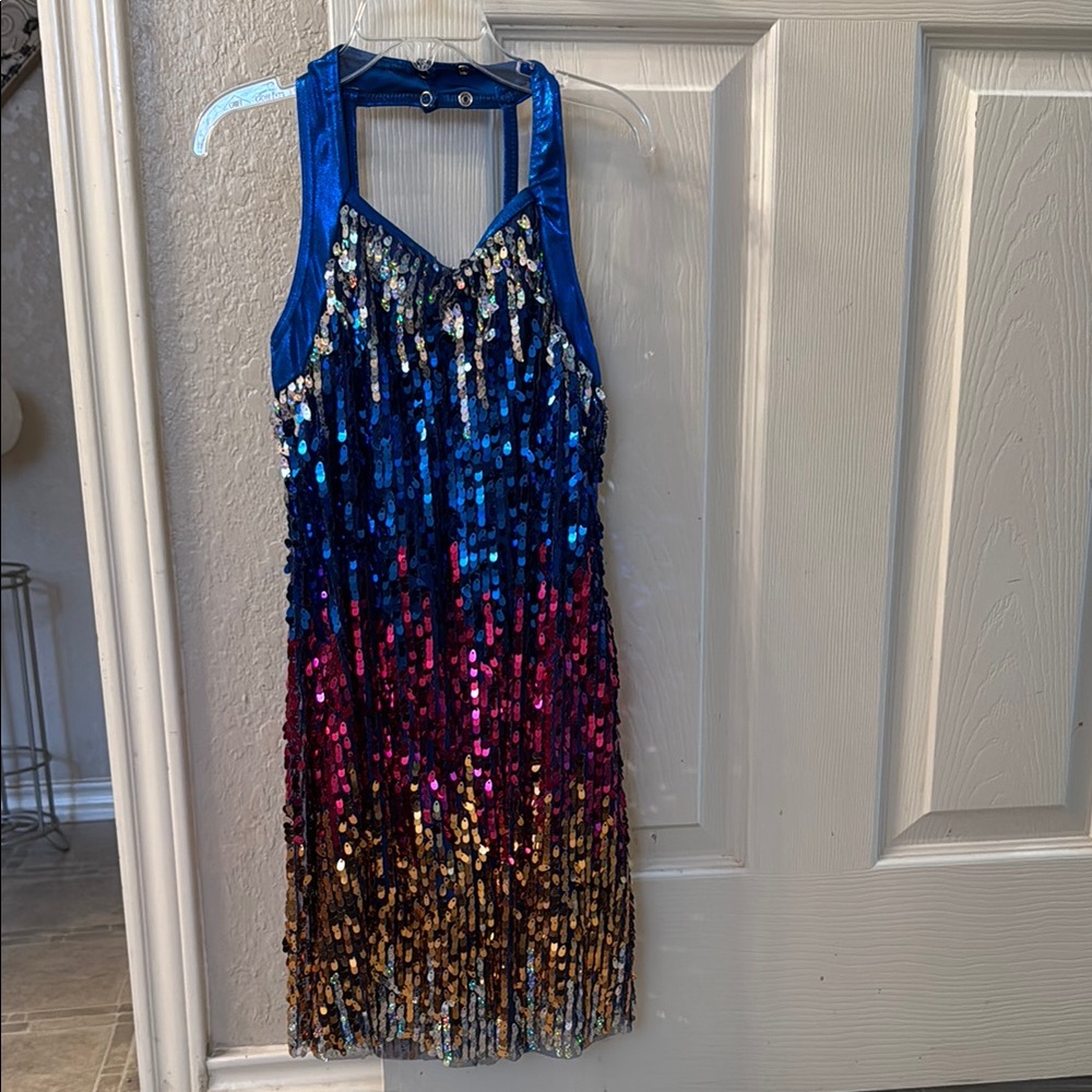 Vibrant Sequin Halter Dress